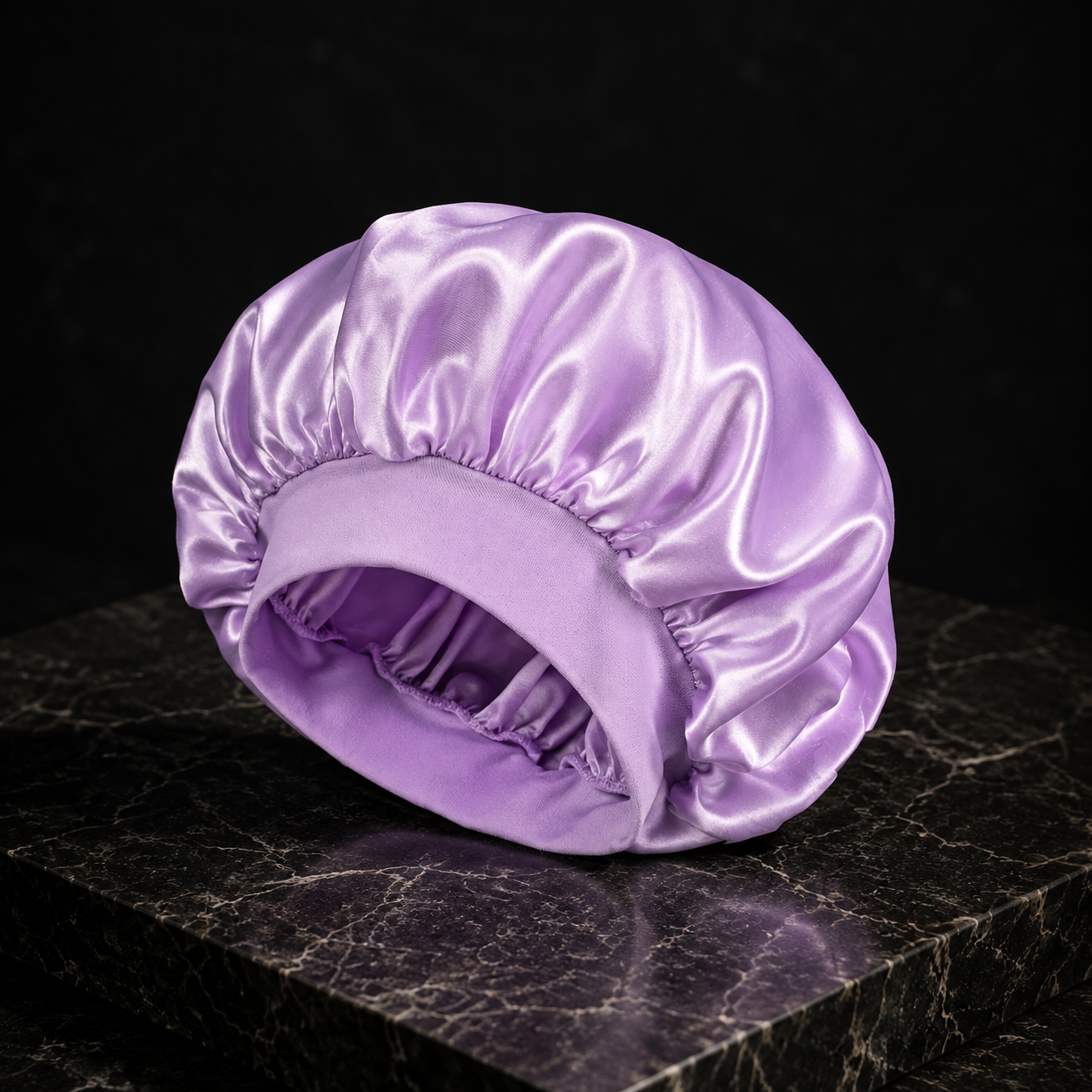 Glass Girl Satin Sleep Bonnet in lavender
